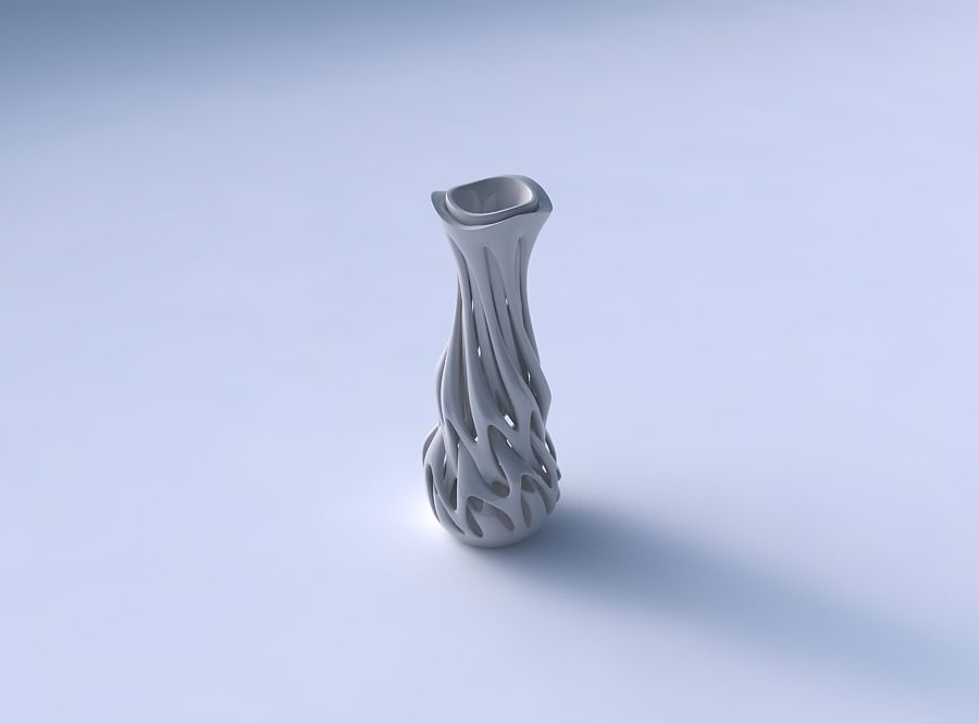 Vase narrow spherical bottom with soft intertwining lines twi... 3D print model_3