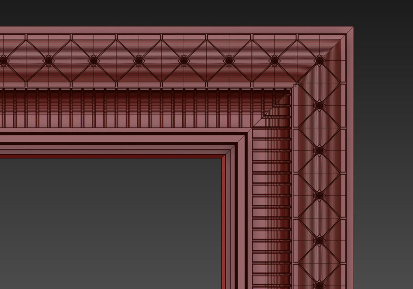 Carved frame floor mirror 3D model_6