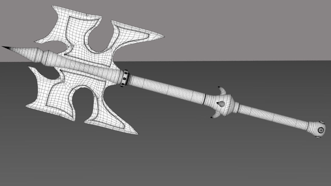 Double Edge War Axe  Low-poly 3D model_2