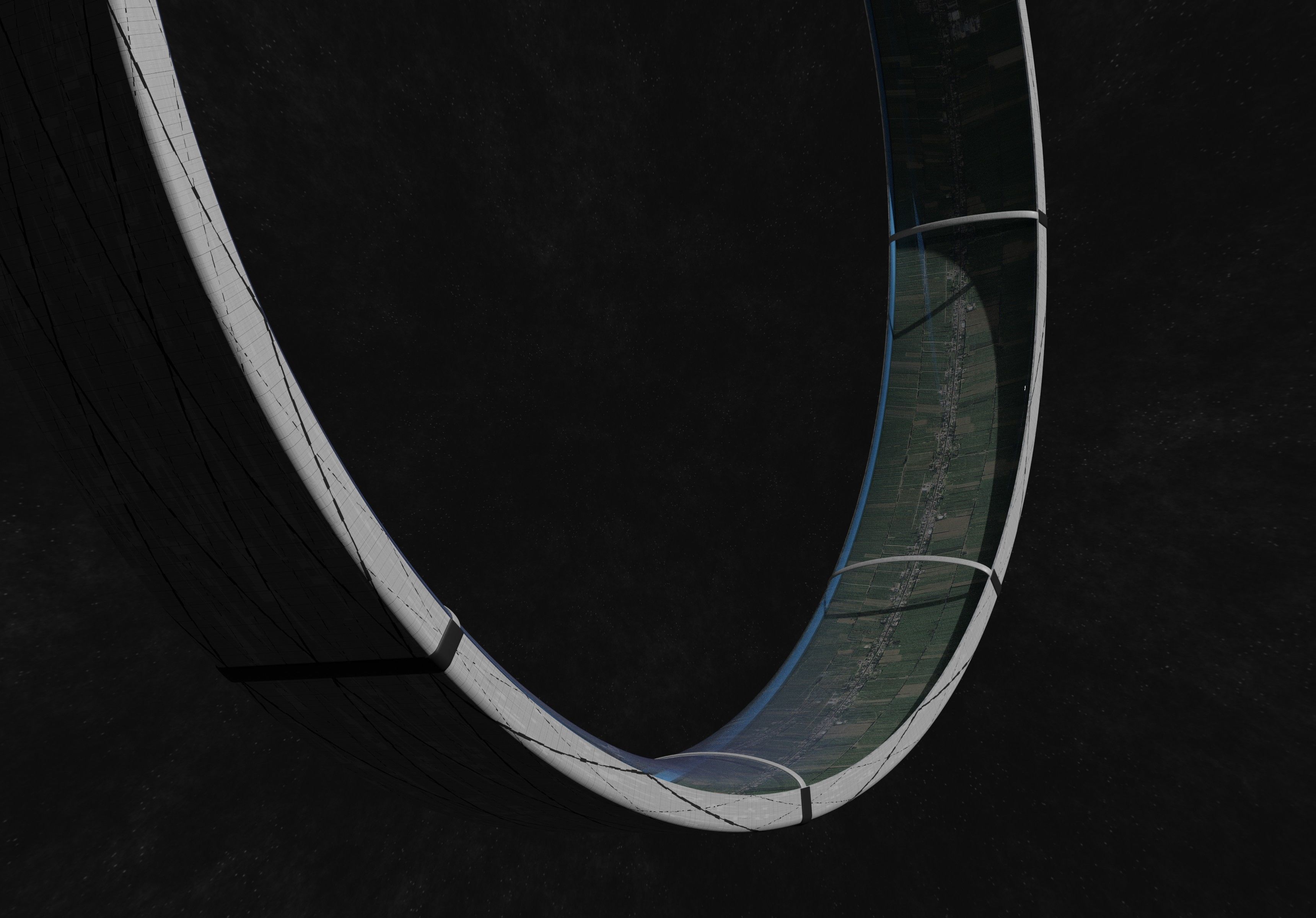 Village sized ring world Low-poly 3D model_8