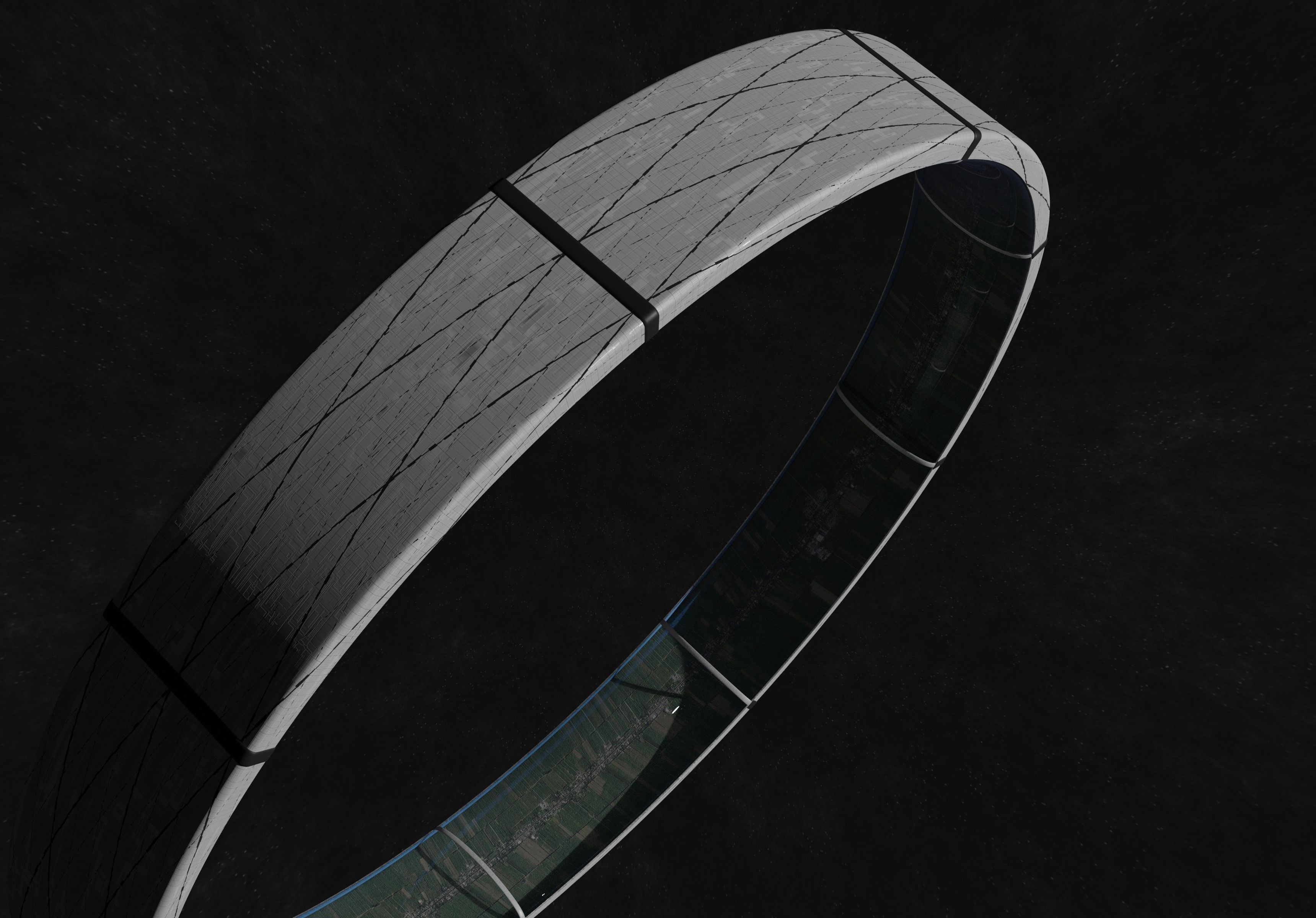 Village sized ring world Low-poly 3D model_11