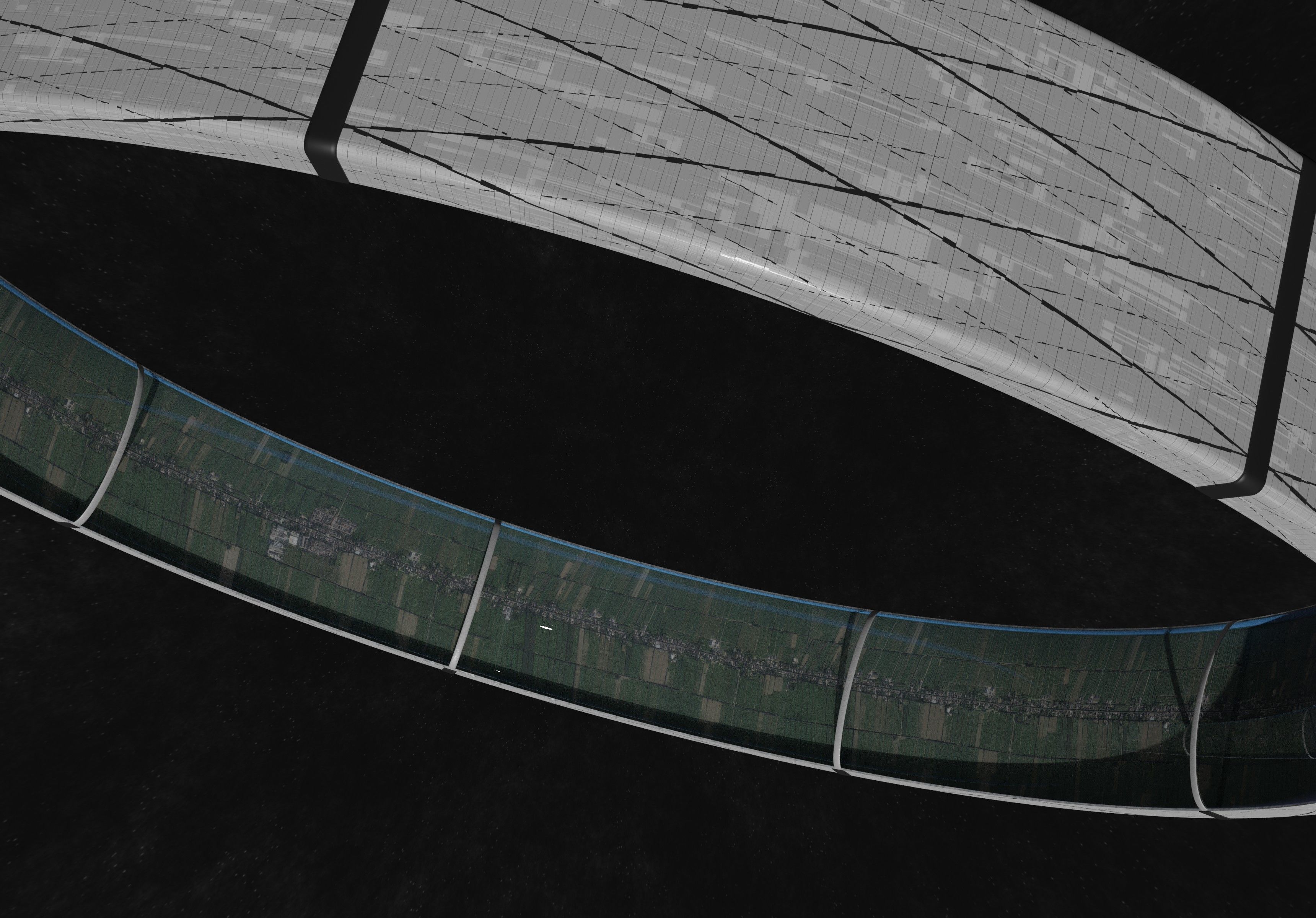 Village sized ring world Low-poly 3D model_14