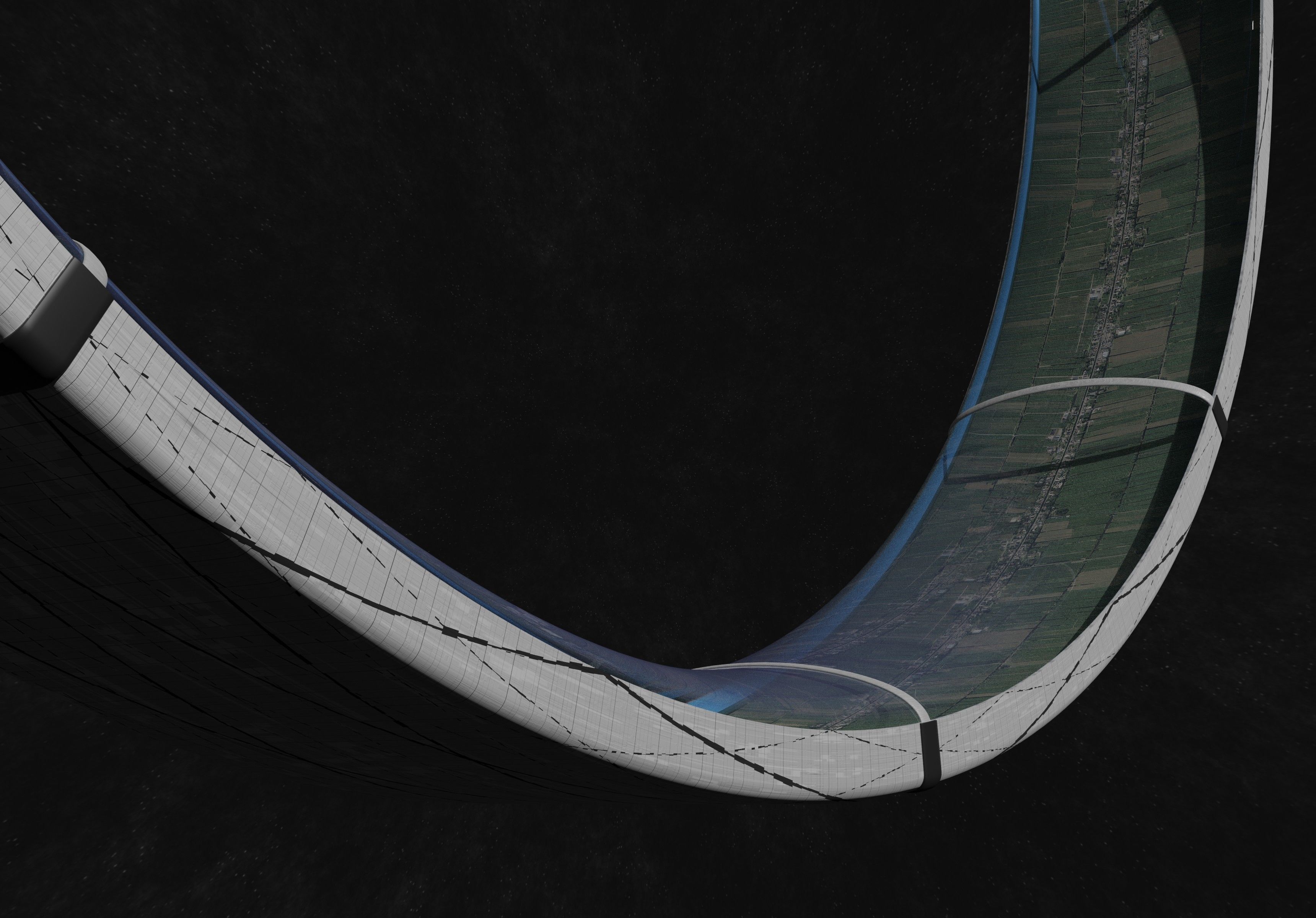 Village sized ring world Low-poly 3D model_13