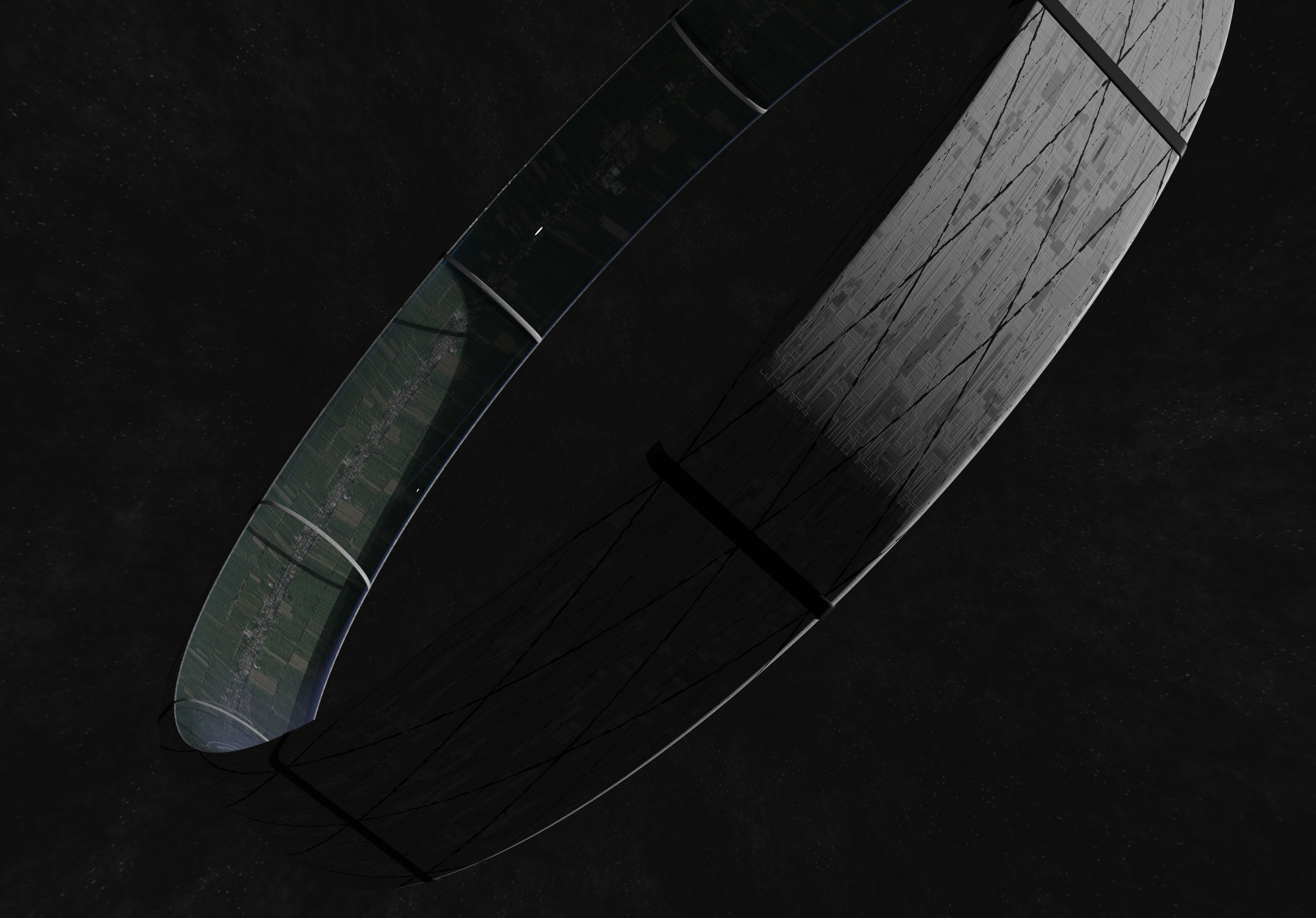 Village sized ring world Low-poly 3D model_21