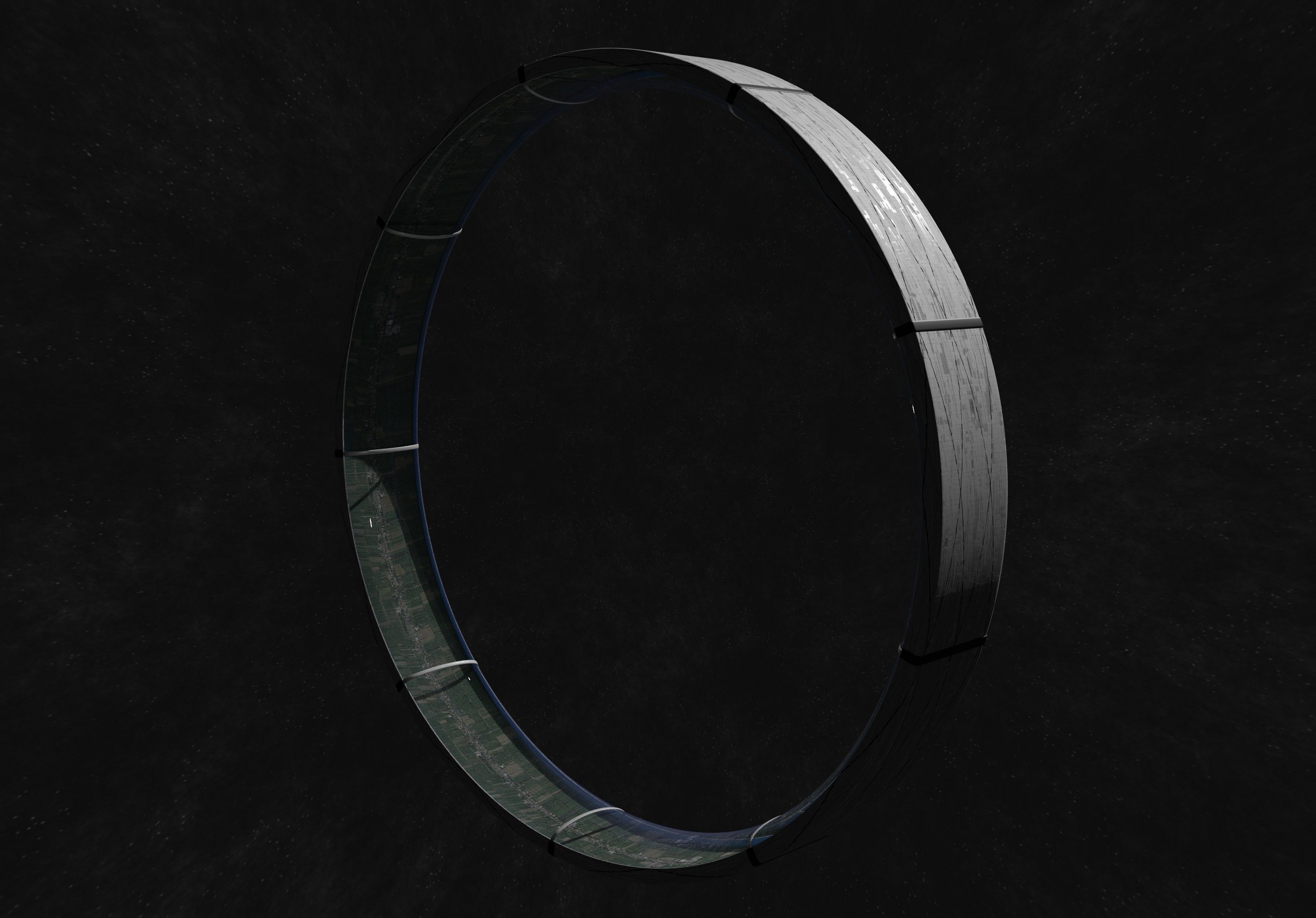 Village sized ring world Low-poly 3D model_4