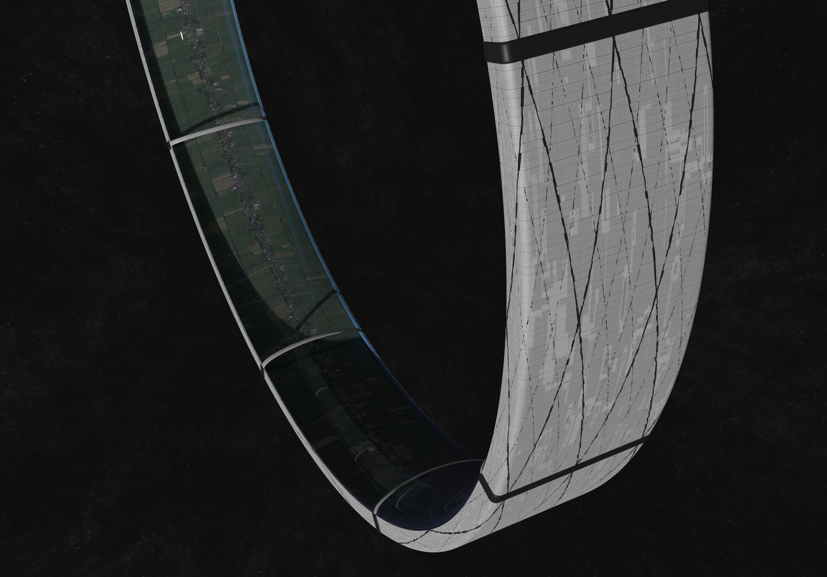 Village sized ring world Low-poly 3D model_18