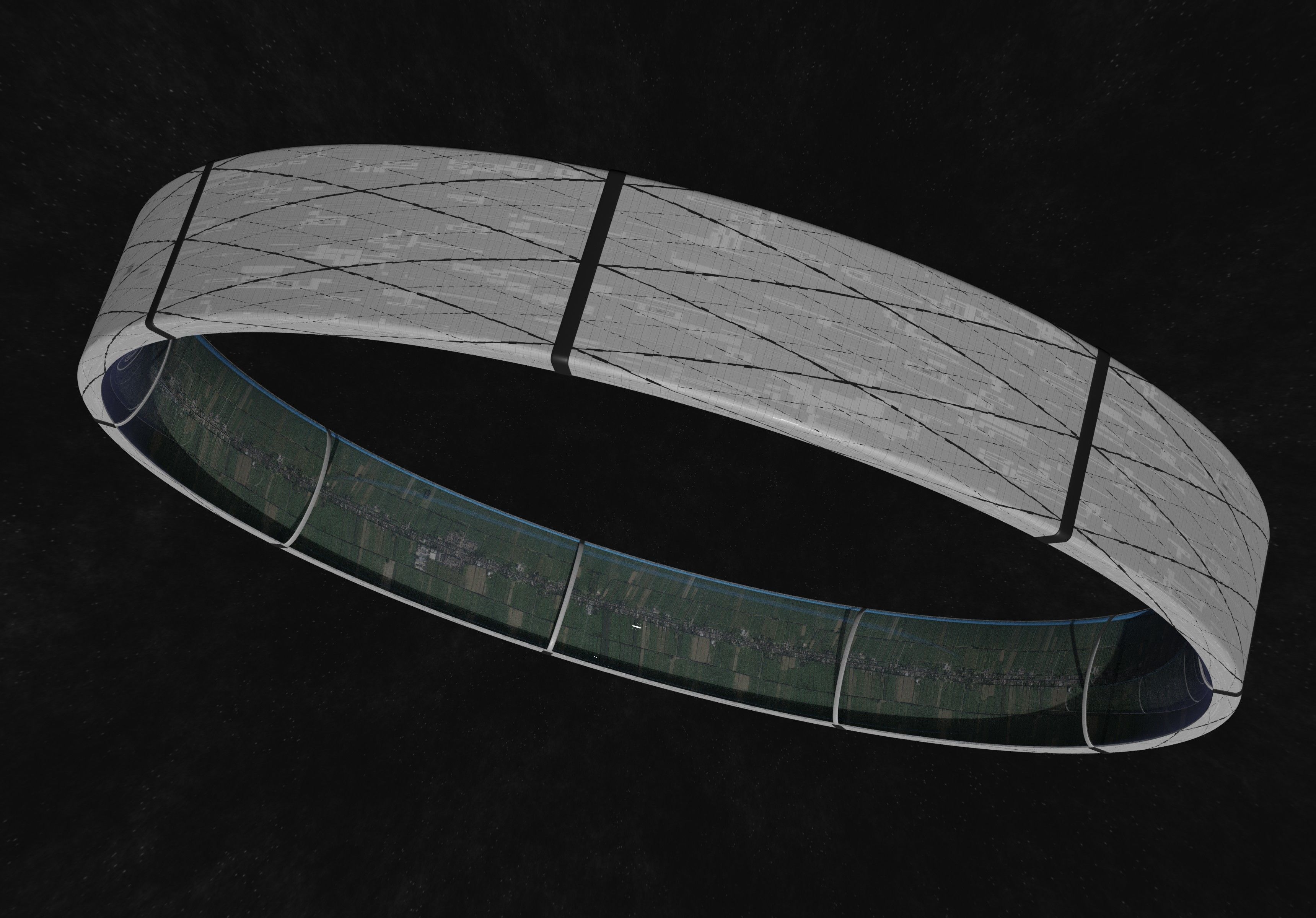 Village sized ring world Low-poly 3D model_12