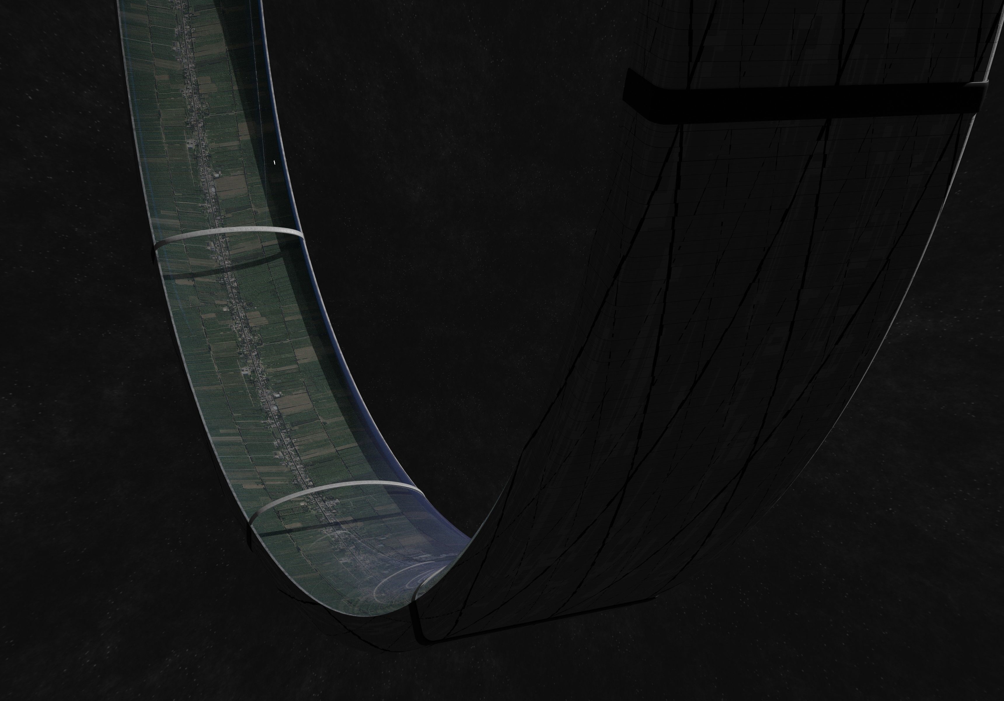 Village sized ring world Low-poly 3D model_5