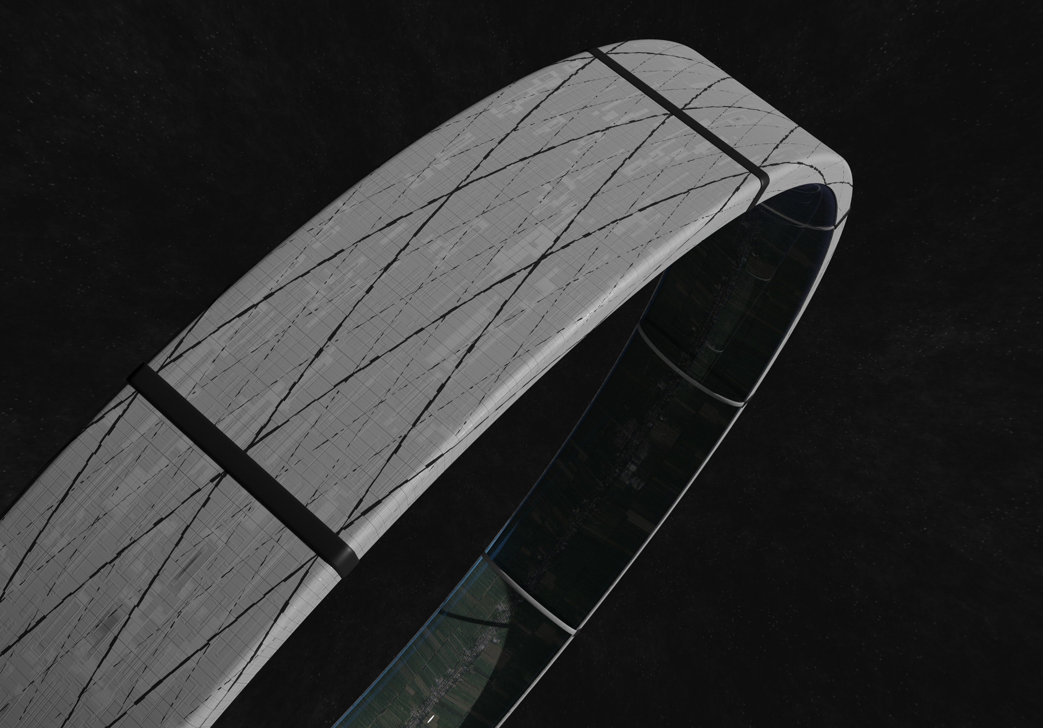 Village sized ring world Low-poly 3D model_16