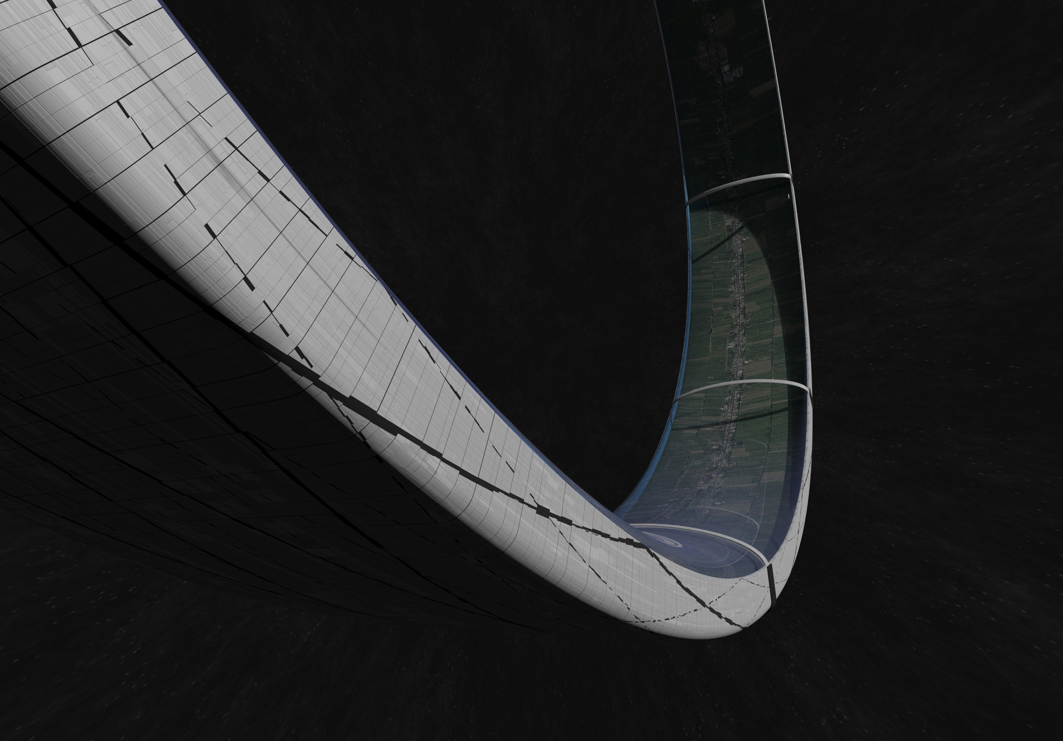 Village sized ring world Low-poly 3D model_25