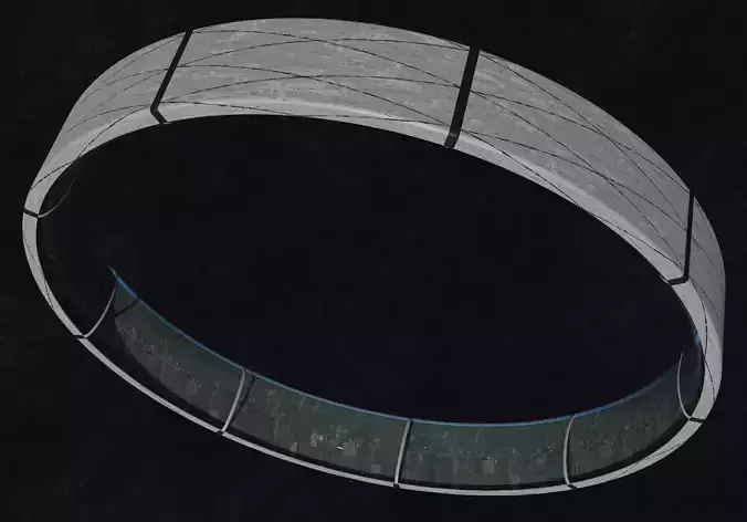 Village sized ring world  Low-poly 3D model