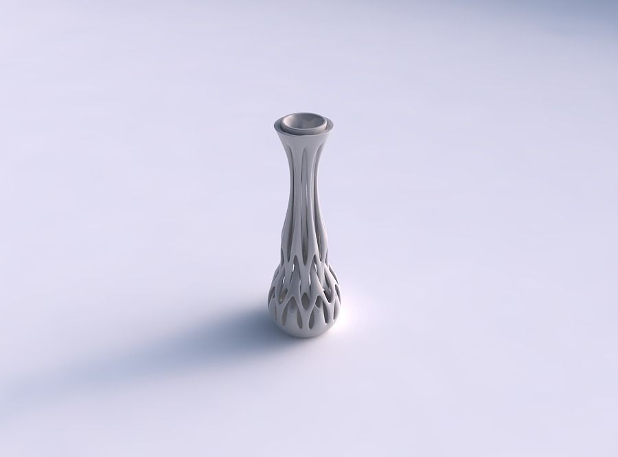 Vase narrow spherical bottom with soft intertwining lines tap... 3D print model_0