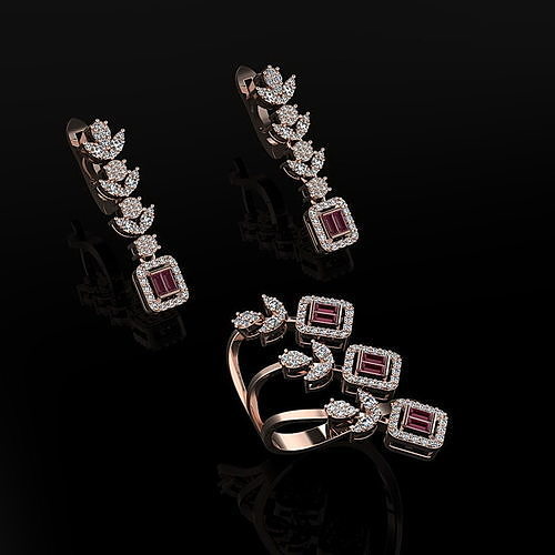 Ring and Earrings 161 3D print model