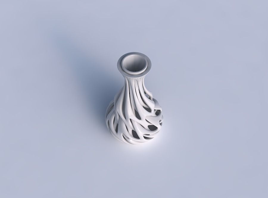 Vase narrow spherical bottom with soft intertwining lines twi... 3D print model_1