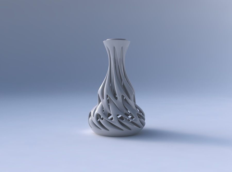 Vase narrow spherical bottom with soft intertwining lines twi... 3D print model_4