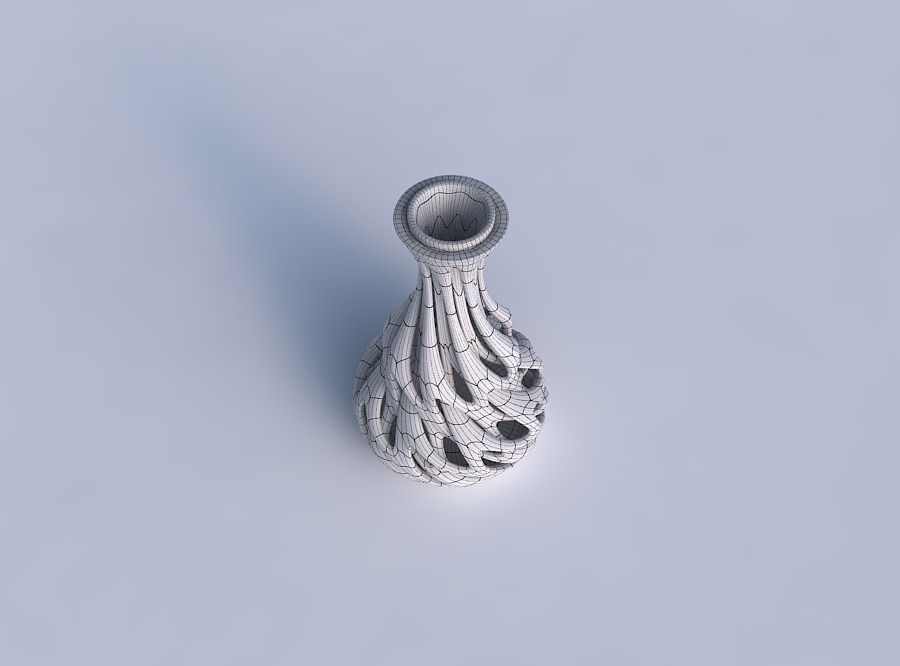 Vase narrow spherical bottom with soft intertwining lines twi... 3D print model_6
