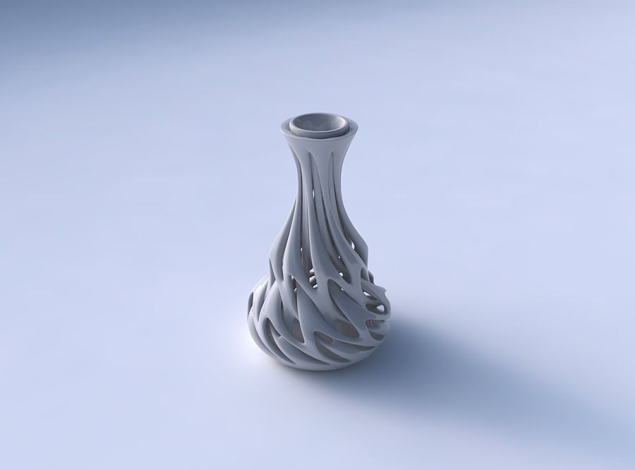 Vase narrow spherical bottom with soft intertwining lines twi... 3D print model_3