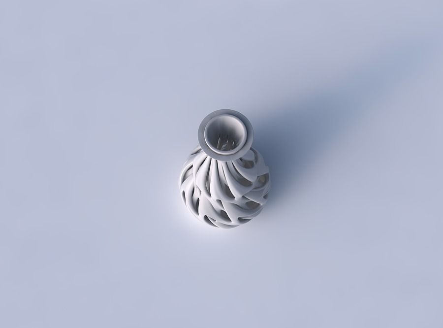 Vase narrow spherical bottom with soft intertwining lines twi... 3D print model_2
