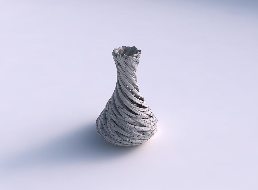 Vase narrow spherical bottom with beveled intertwining lines ... 3D print model_5