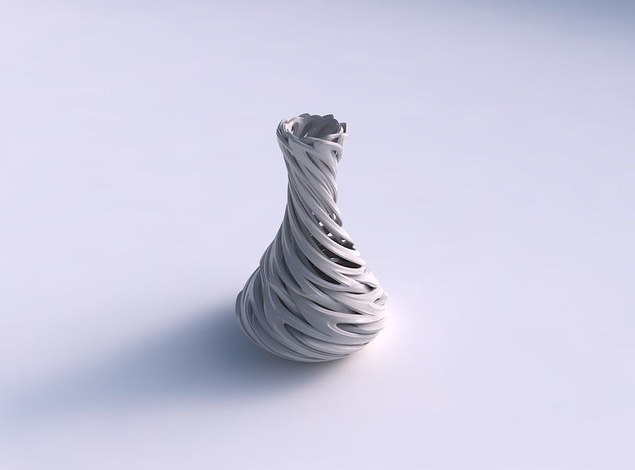Vase narrow spherical bottom with beveled intertwining lines ... 3D print model_0