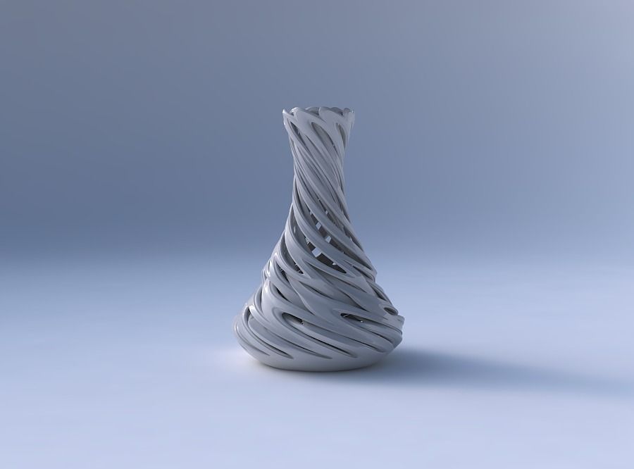 Vase narrow spherical bottom with beveled intertwining lines ... 3D print model_4