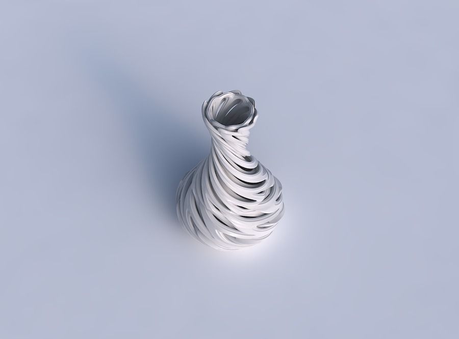 Vase narrow spherical bottom with beveled intertwining lines ... 3D print model_1