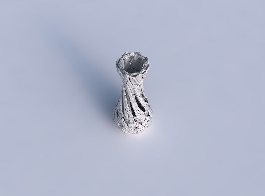 Vase narrow spherical bottom with beveled intertwining lines ... 3D print model_6