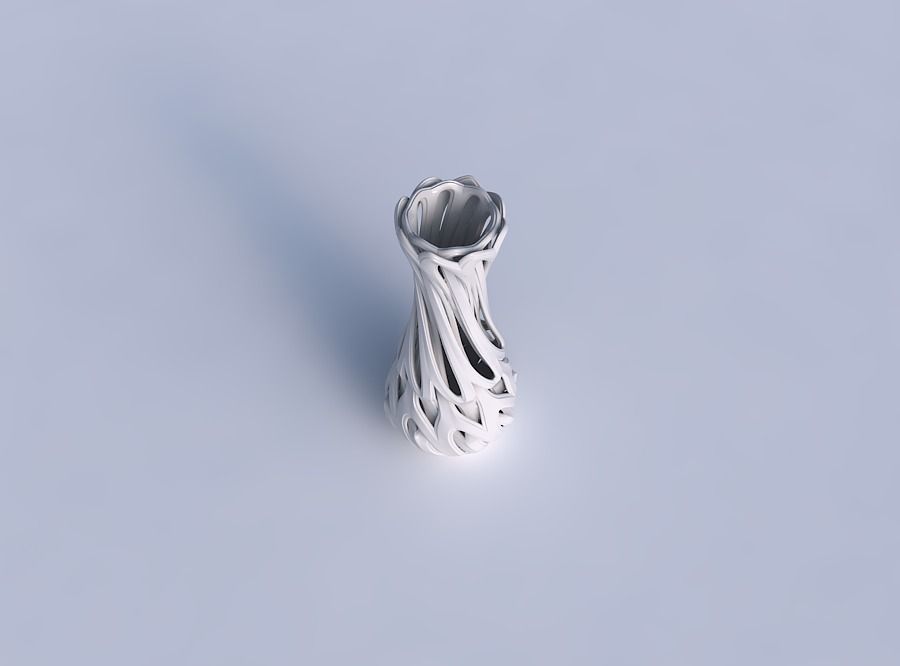 Vase narrow spherical bottom with beveled intertwining lines ... 3D print model_1