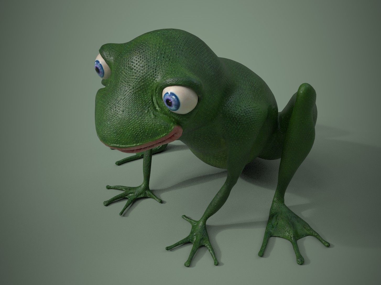 Happy Frog Stylized Low-poly 3D model_8
