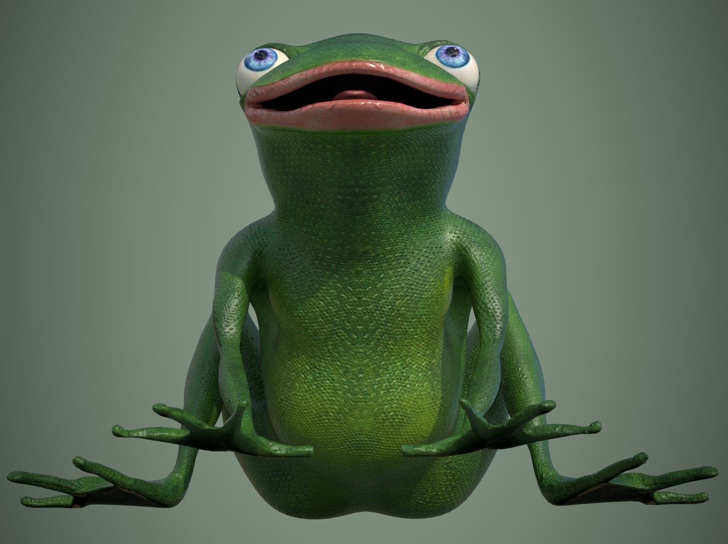 Happy Frog Stylized Low-poly 3D model_6