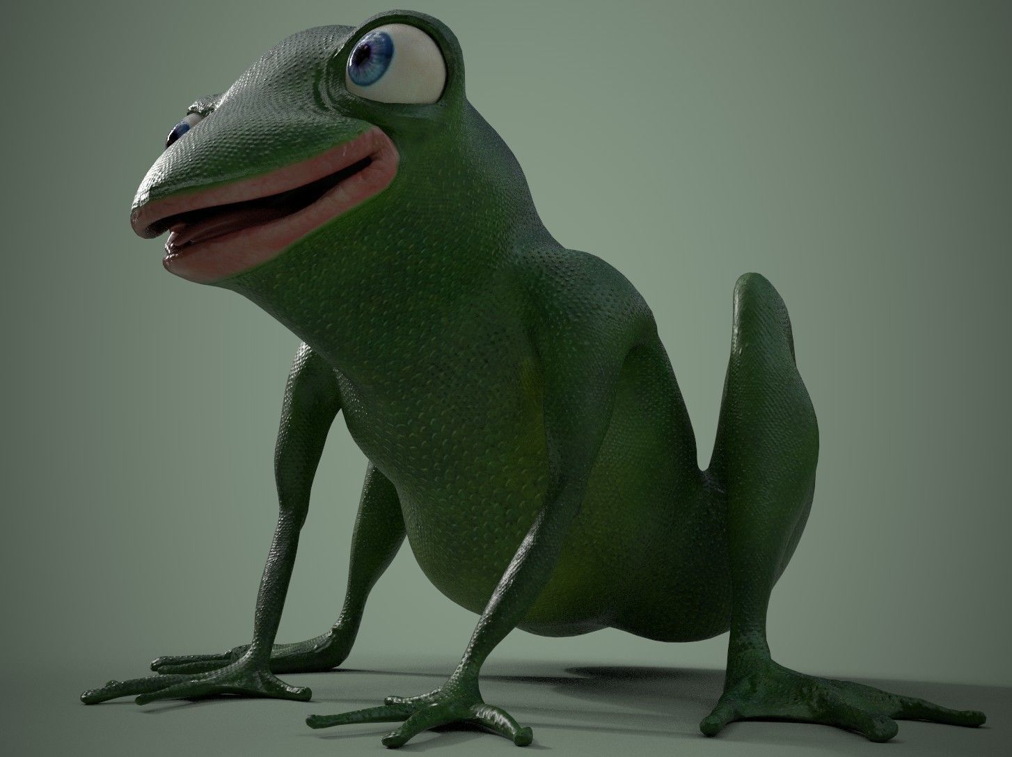 Happy Frog Stylized Low-poly 3D model_7
