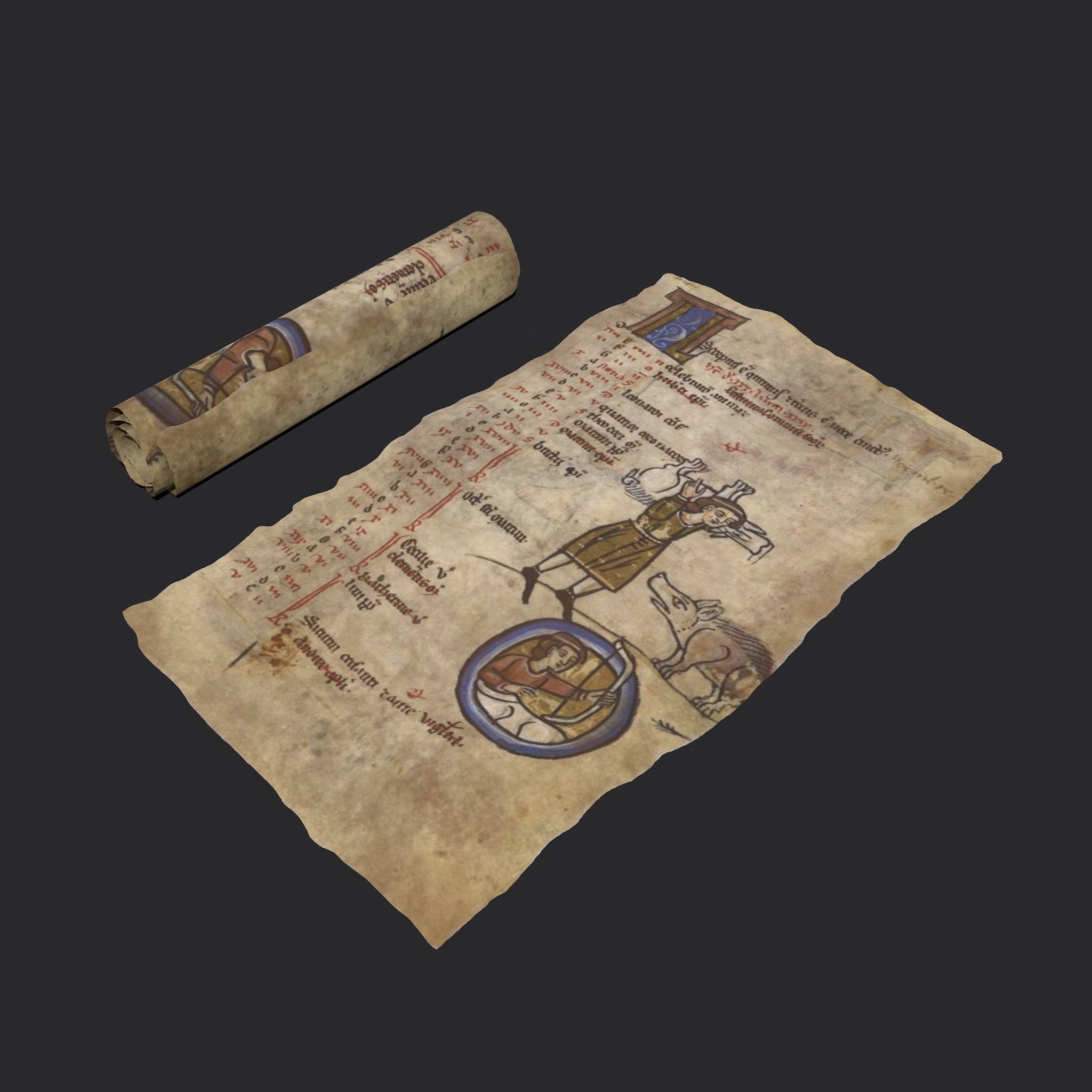 November Manuscript Page and Scroll  3D Model Collection_7