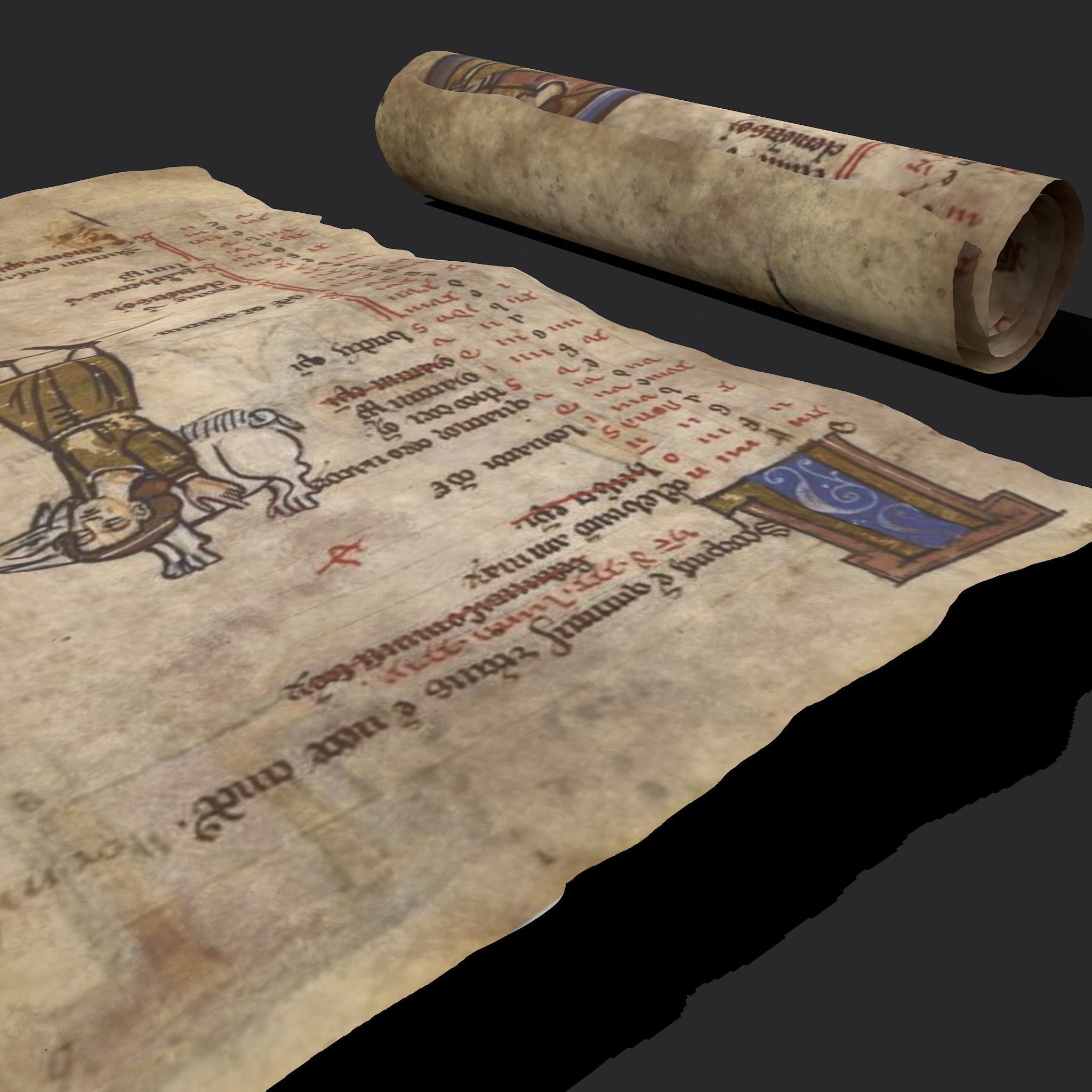 November Manuscript Page and Scroll  3D Model Collection_14