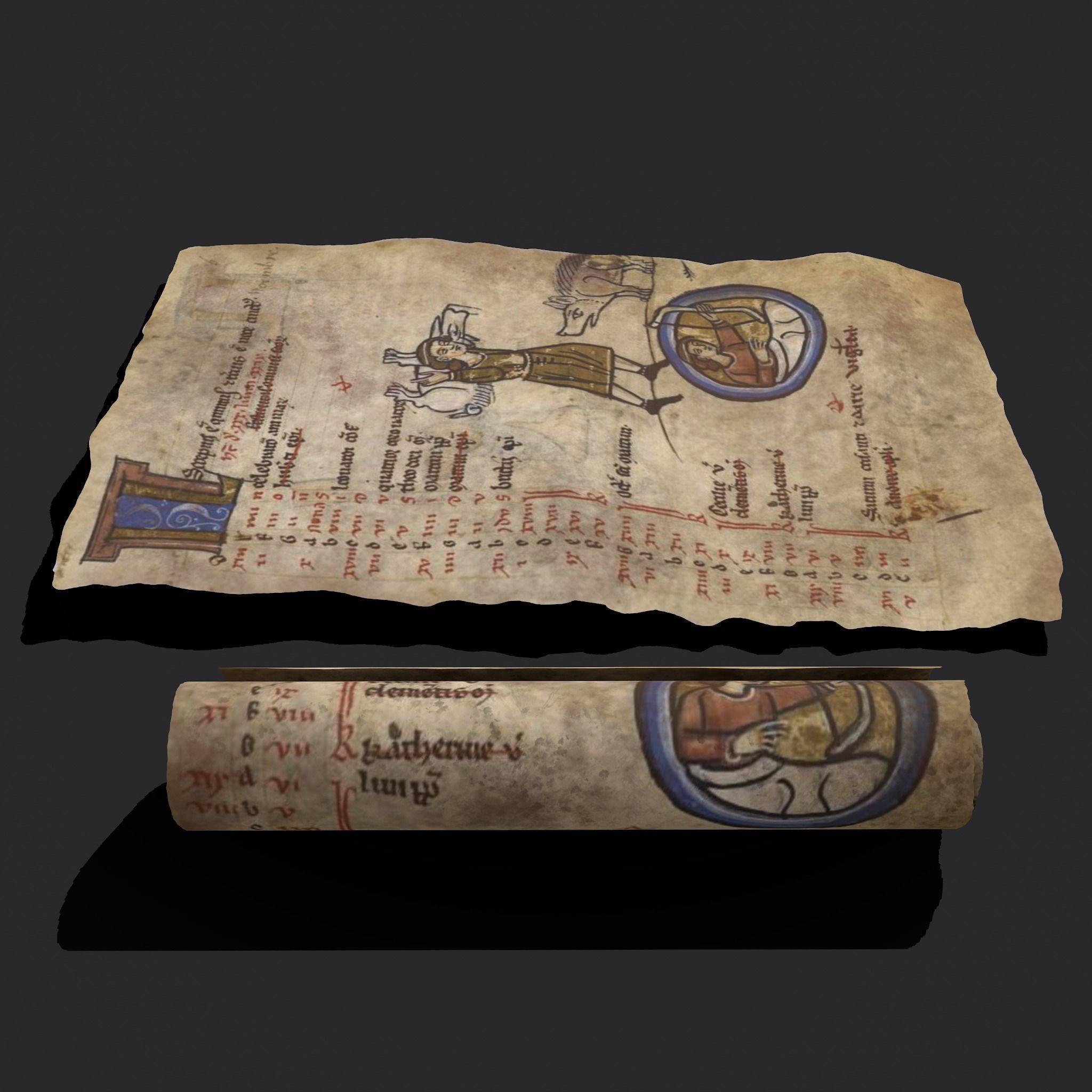 November Manuscript Page and Scroll  3D Model Collection_12