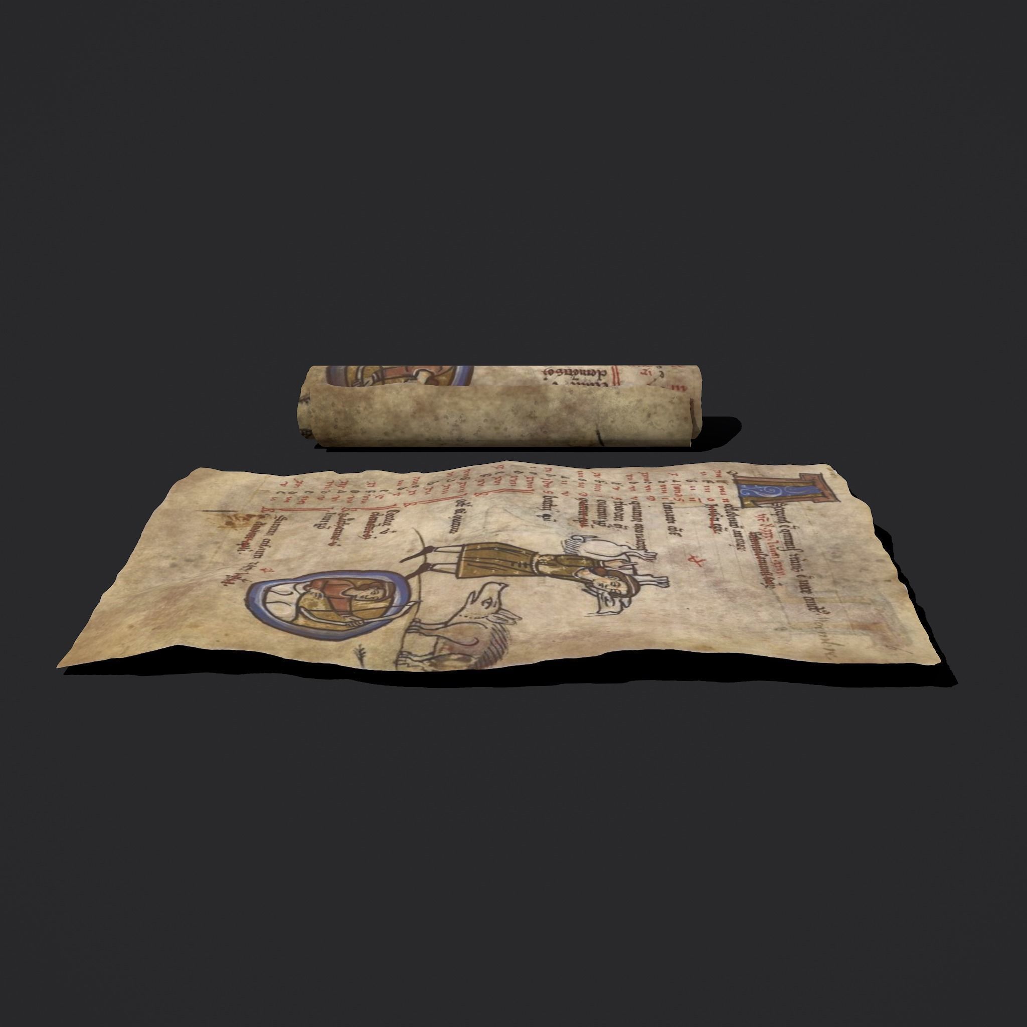 November Manuscript Page and Scroll  3D Model Collection_8