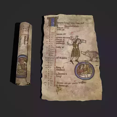 November Manuscript Page and Scroll  3D Model Collection