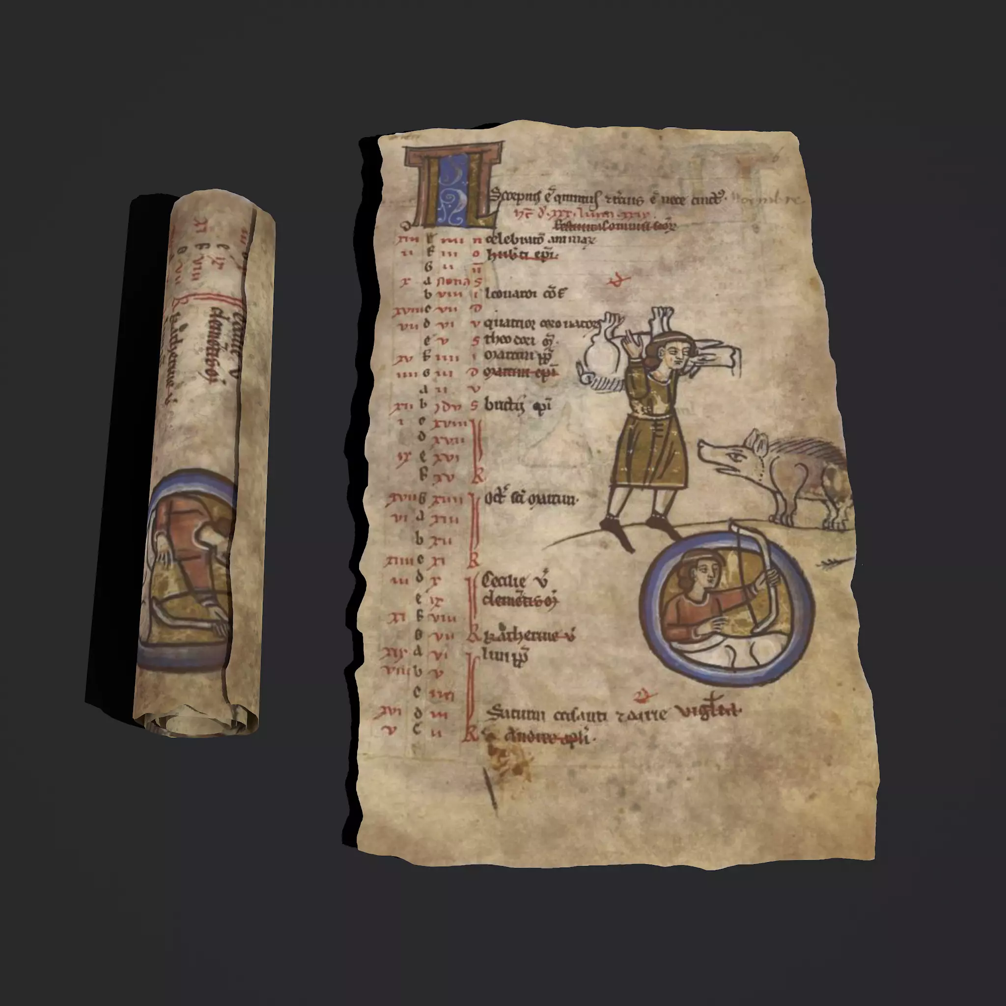 November Manuscript Page and Scroll  3D Model Collection_0