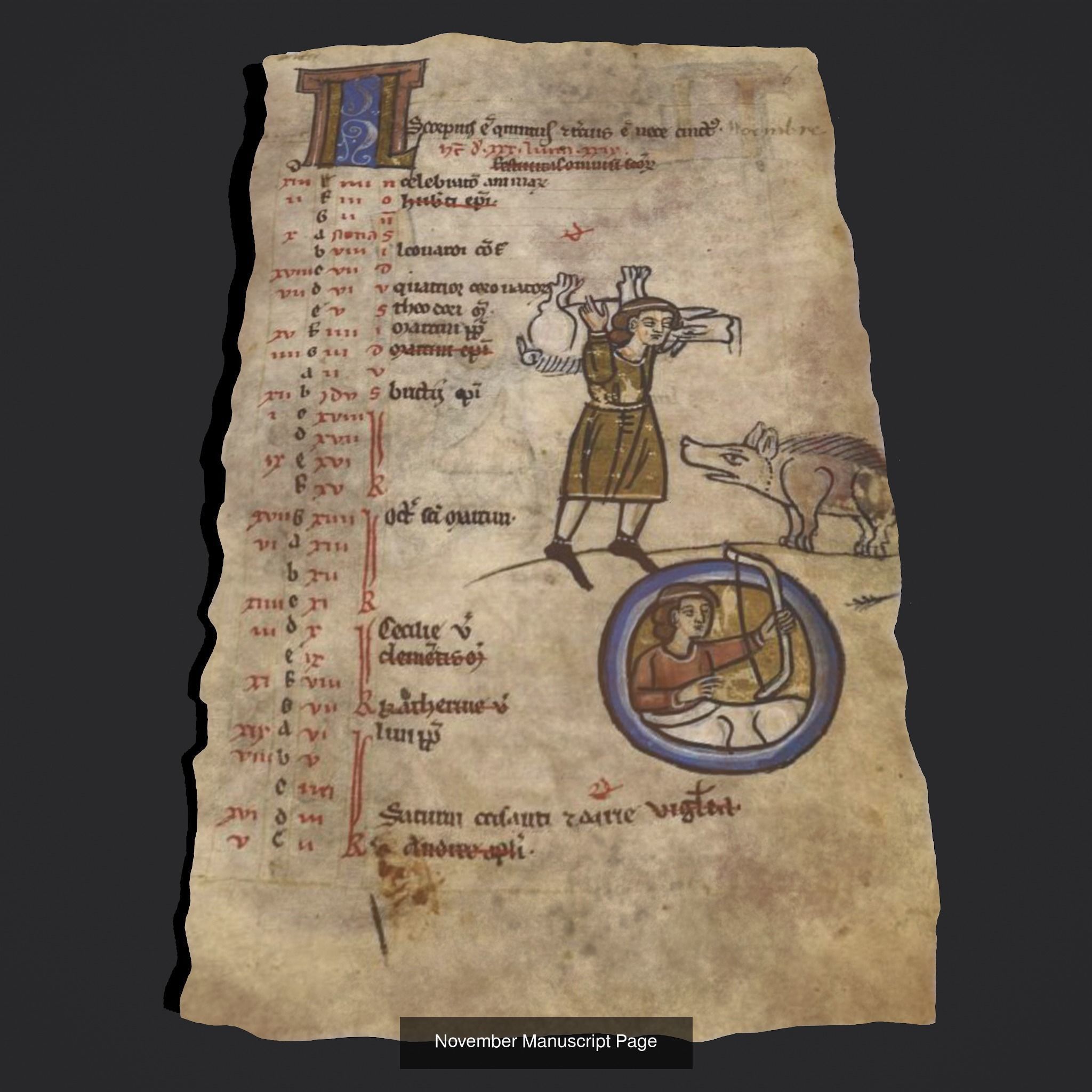 November Manuscript Page and Scroll  3D Model Collection_4