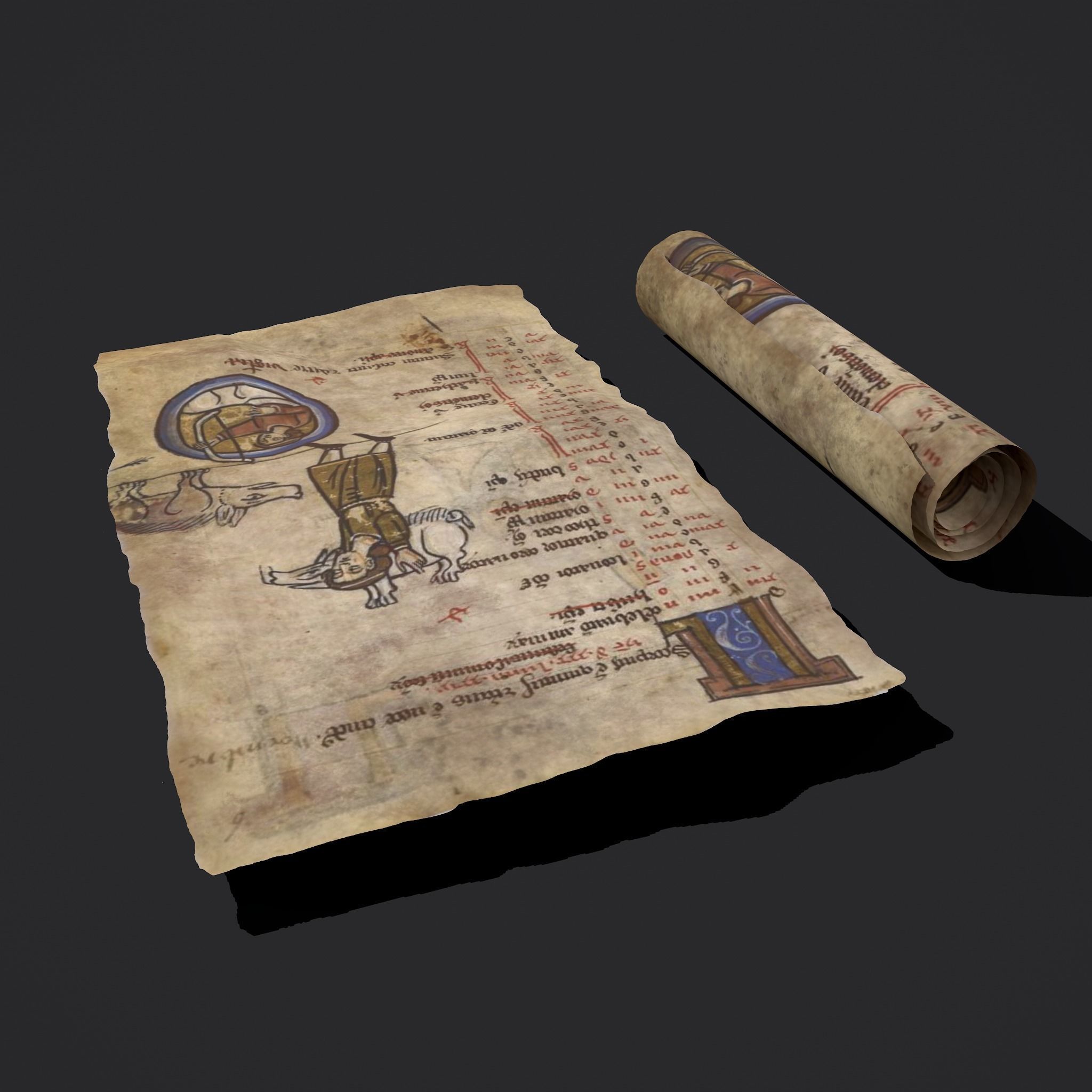 November Manuscript Page and Scroll  3D Model Collection_9