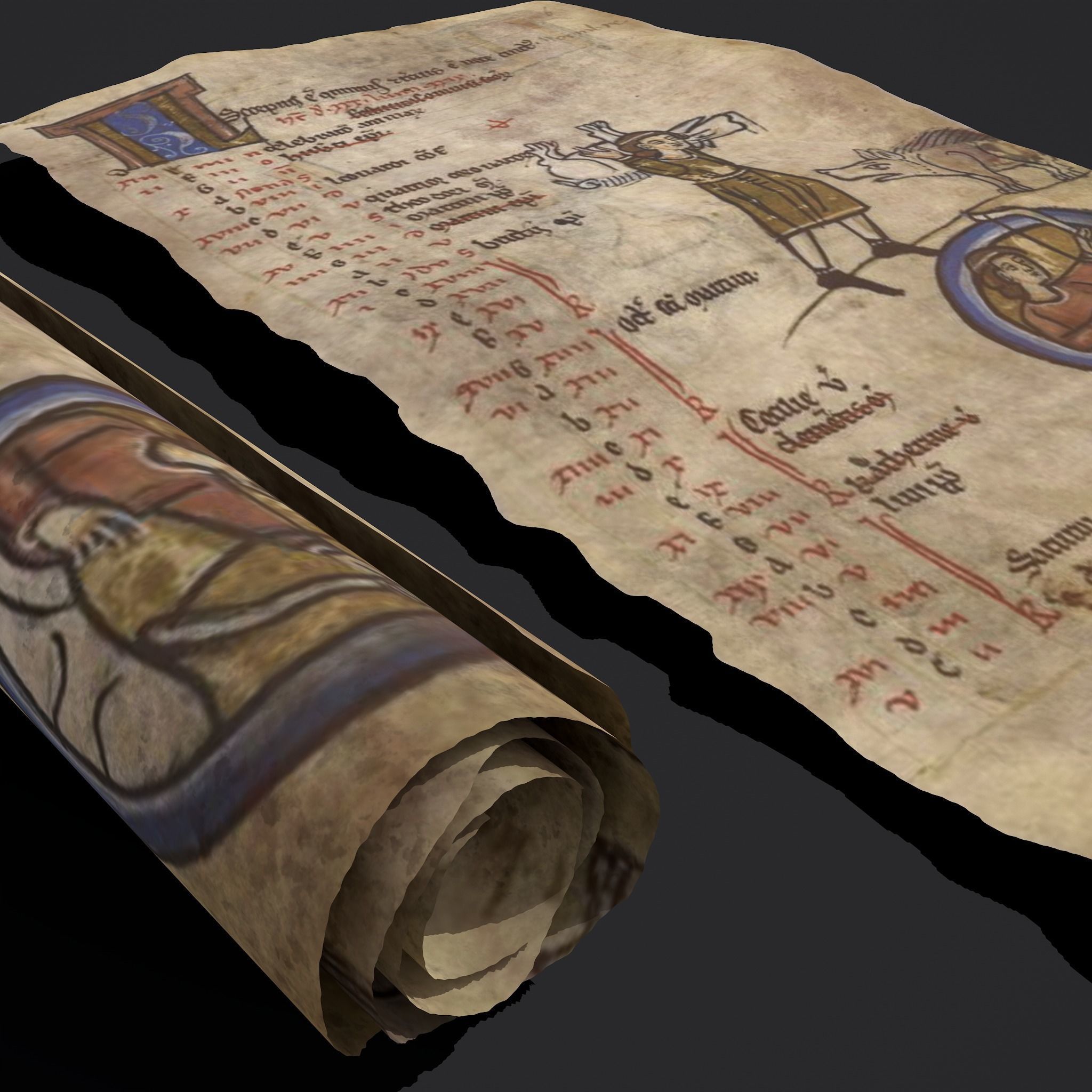 November Manuscript Page and Scroll  3D Model Collection_11
