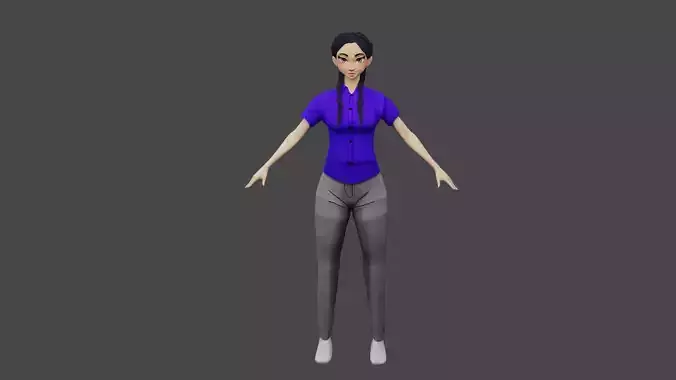 3d girl woman wearing shirt and pants