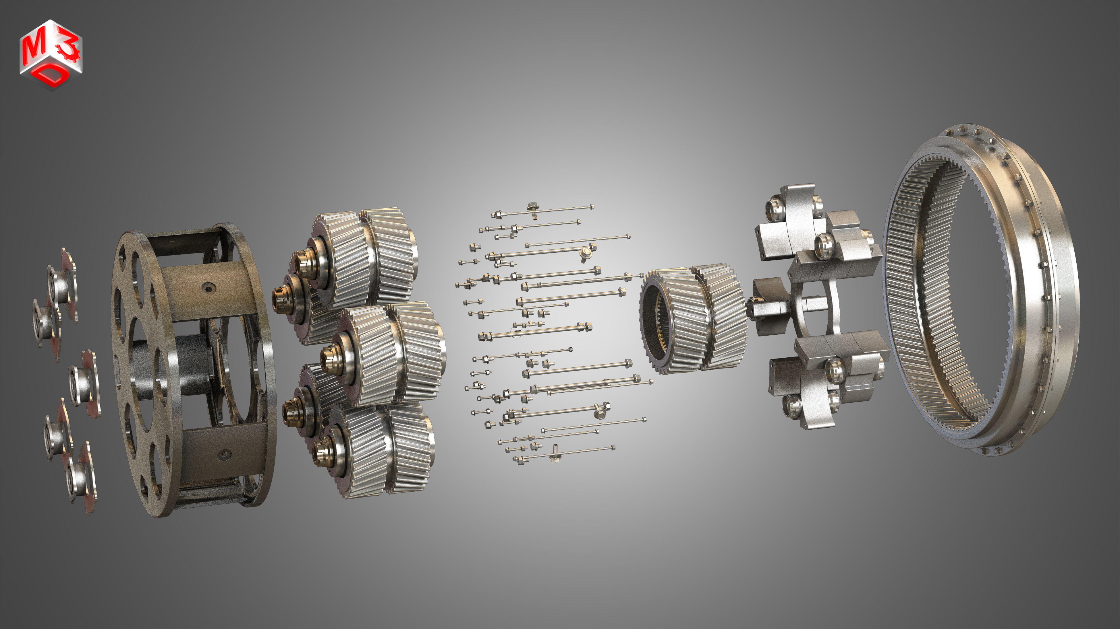 PW GTF Geared Turbofan Engine - Cutaway 3D model_17