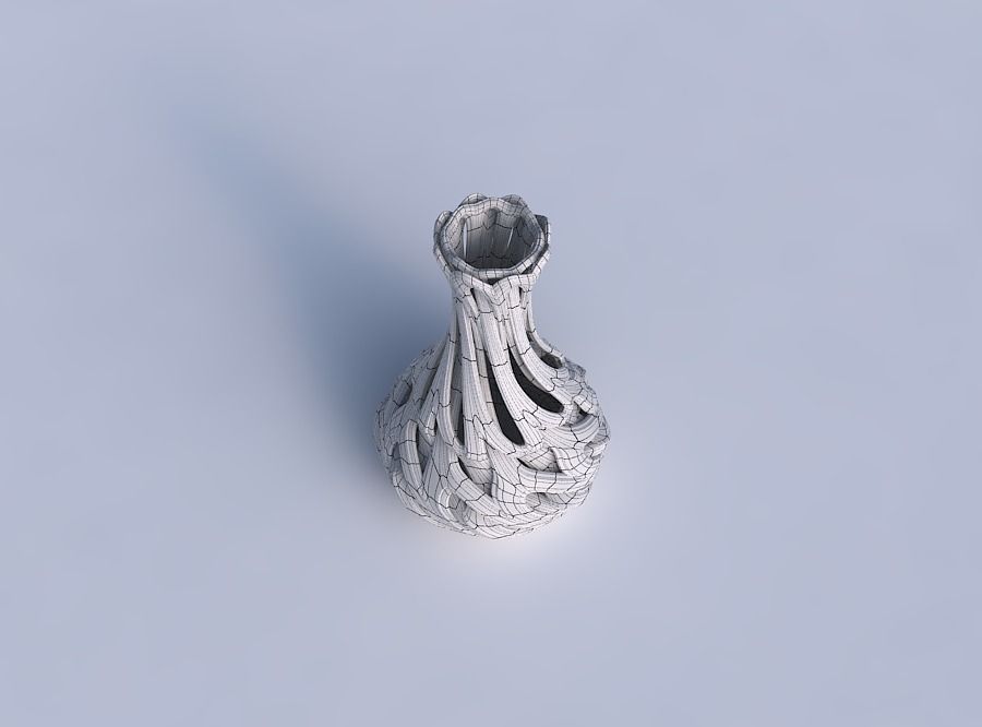 Vase narrow spherical bottom with beveled intertwining lines ... 3D print model_6