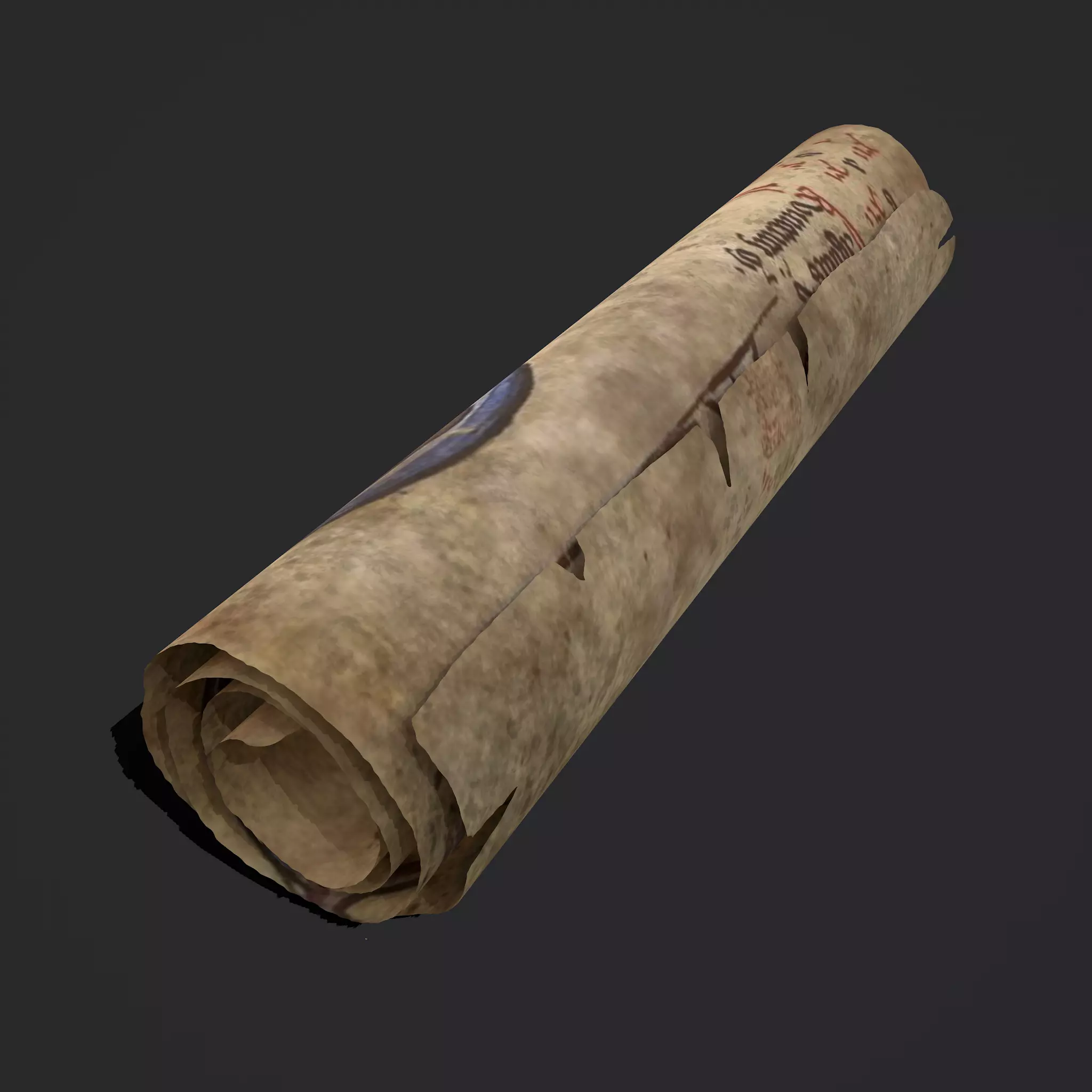 January Manuscript Scroll Low-poly 3D model_0