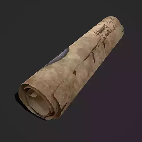 January Manuscript Scroll  Low-poly 3D model