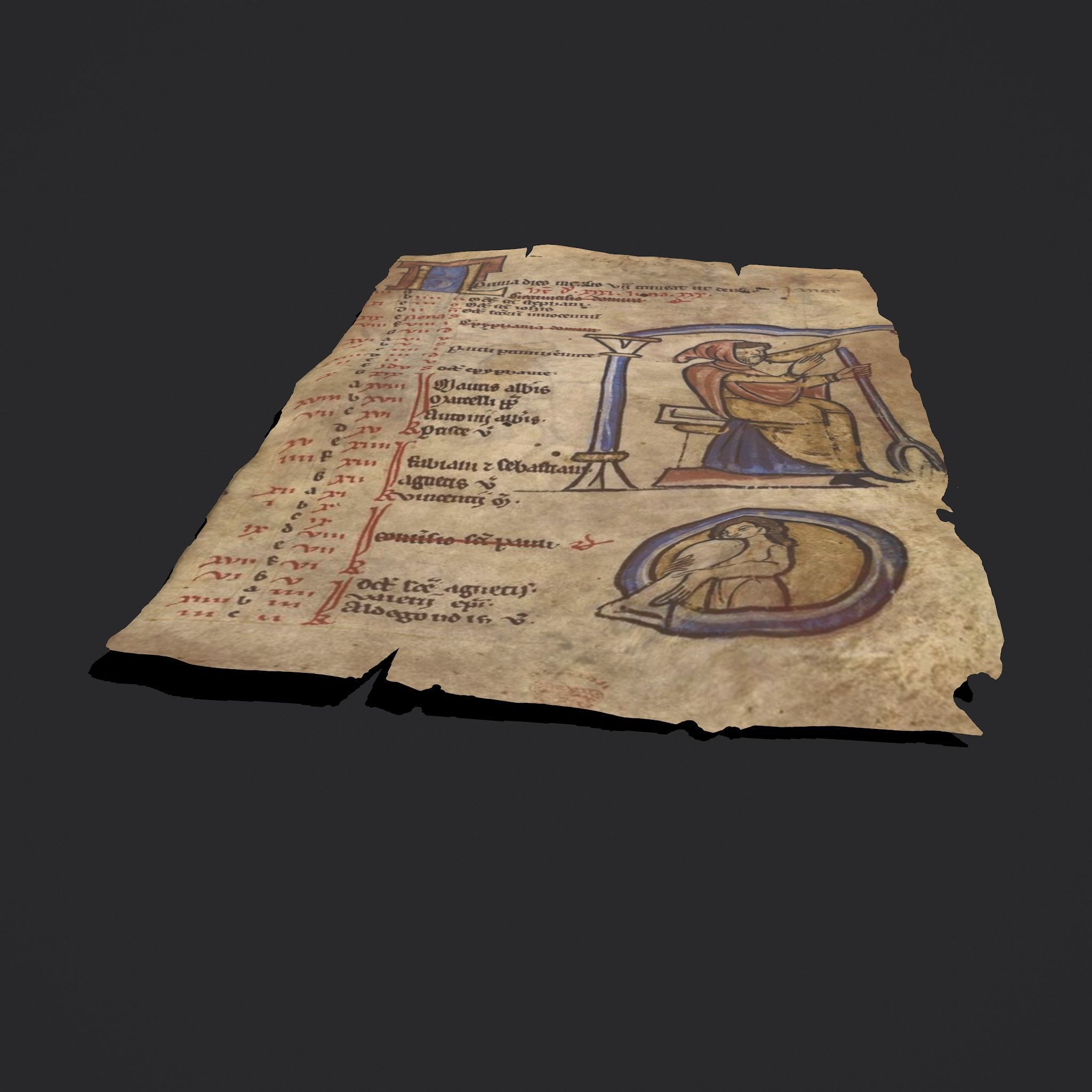 January Manuscript Page  Low-poly 3D model_4