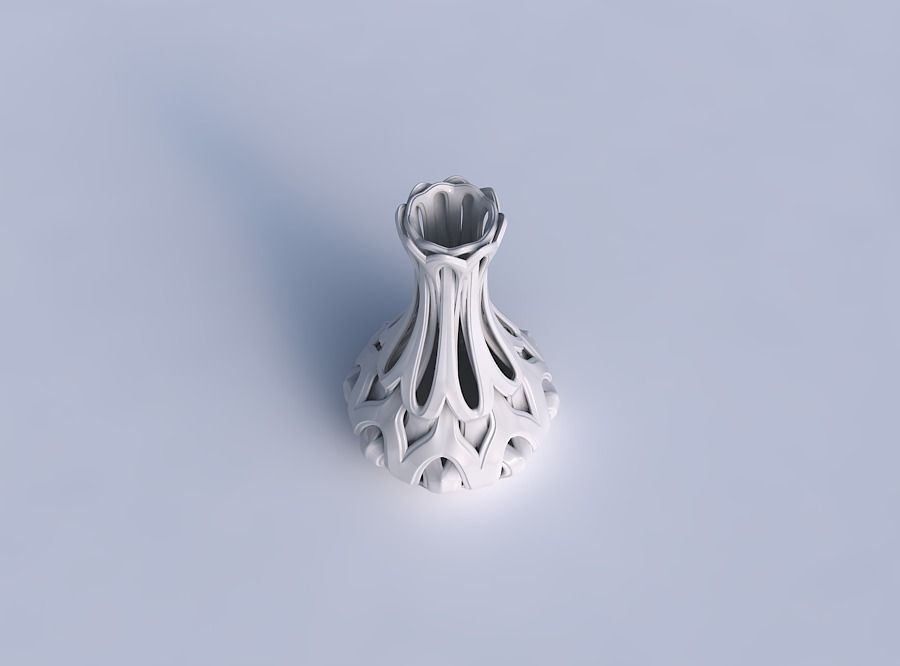 Vase narrow spherical bottom with beveled intertwining lines ... 3D print model_1