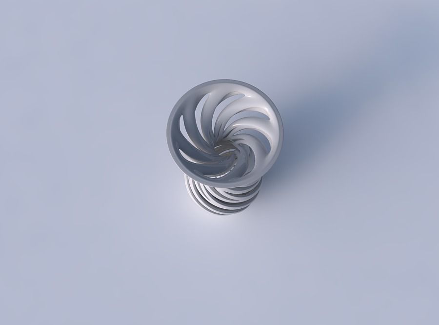 Vase funnel top oval bottom with intertwining lines very twisted 3D print model_2