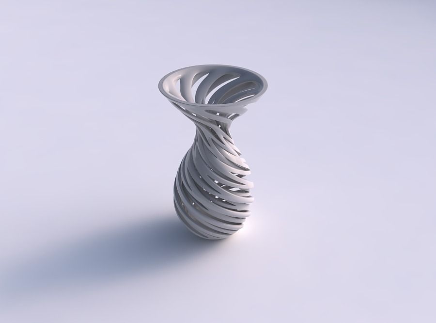 Vase funnel top oval bottom with intertwining lines very twisted 3D print model_0