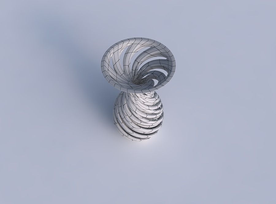 Vase funnel top oval bottom with intertwining lines very twisted 3D print model_6